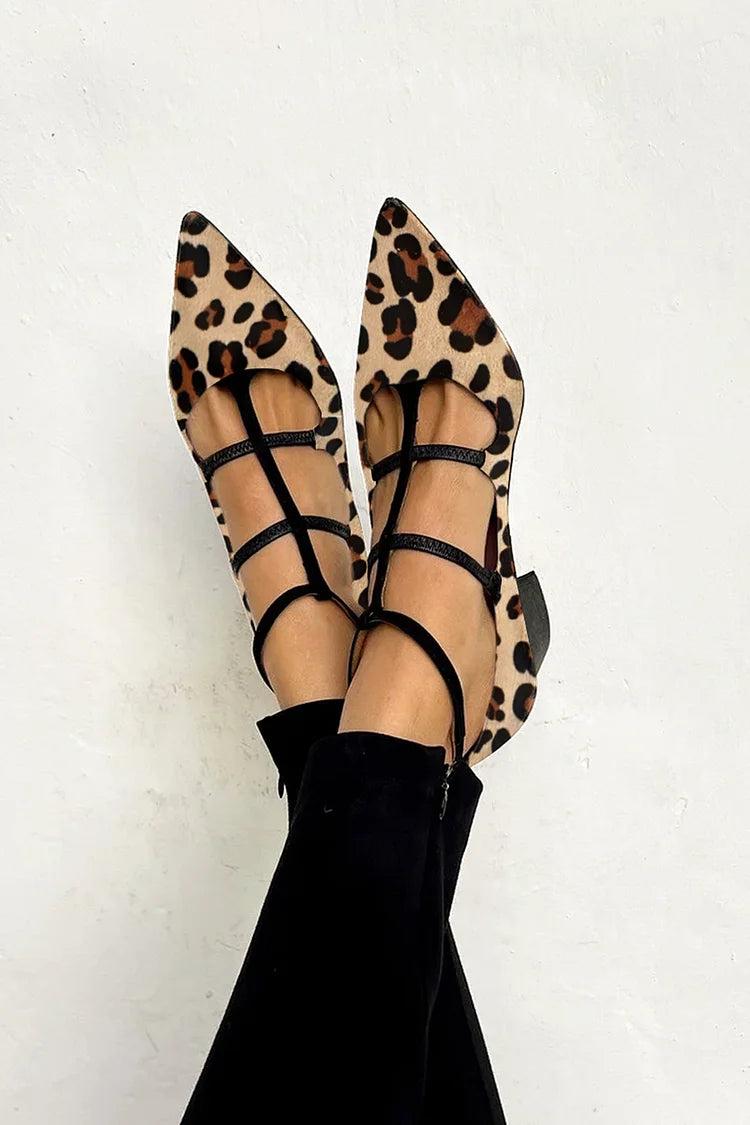 Gemma | Leopard Strap Ballet Heels