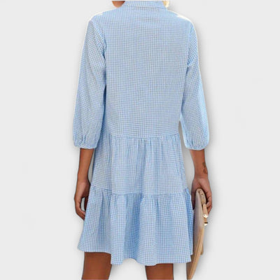 ZUZANA | Kostkované V-krční šaty