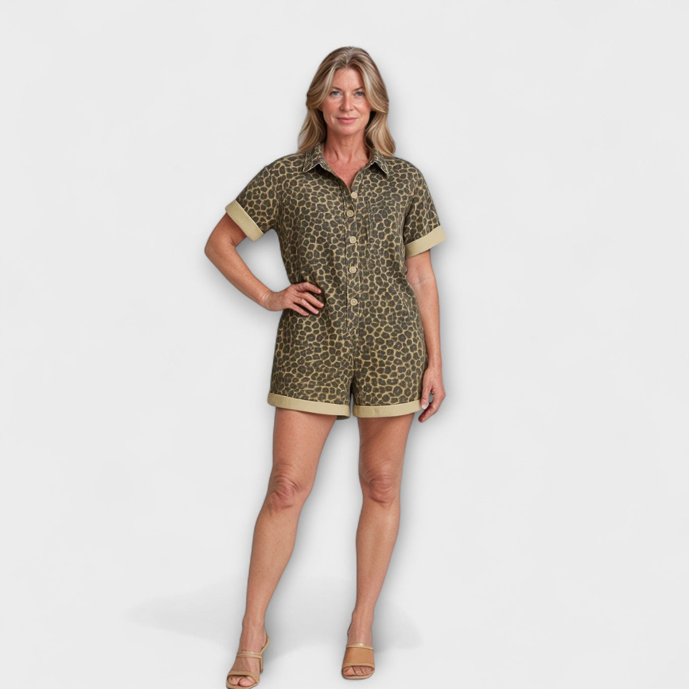 ZUZANA | Leopard Print Shirt Jumpsuit