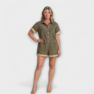 ZUZANA | Leopard Print Shirt Jumpsuit