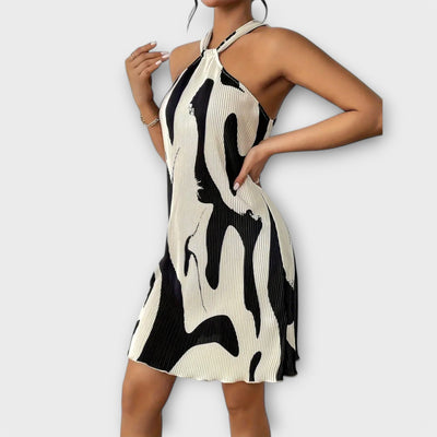 ZUZANA | Elegantní halter šaty s potiskem a A-liniovým designem