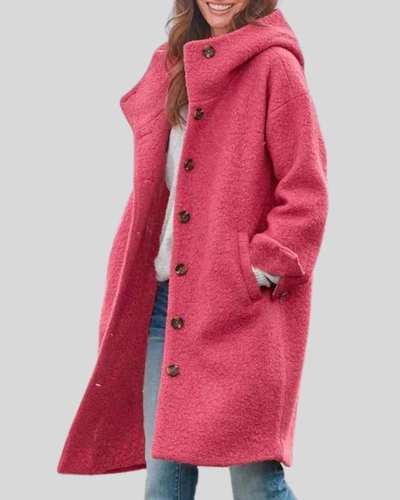 ZUZANA | Kabát s knoflíky a kapucí