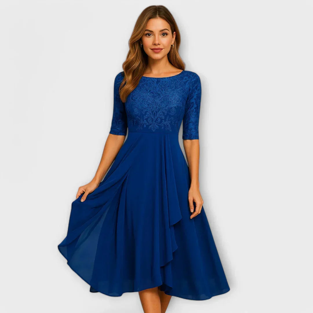 AUVIENNE | Elegant Lace Dress with Flowing Skirt