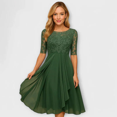 AUVIENNE | Elegant Lace Dress with Flowing Skirt
