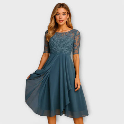 AUVIENNE | Elegant Lace Dress with Flowing Skirt