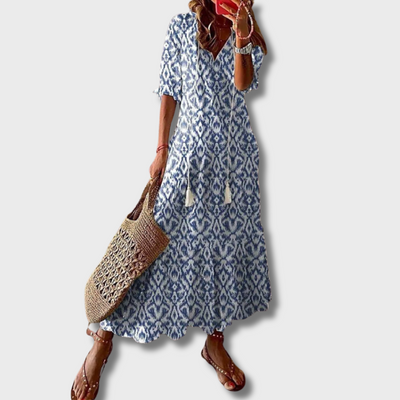 ZUZANA | Vintage Boho V-Neck Printed Dress