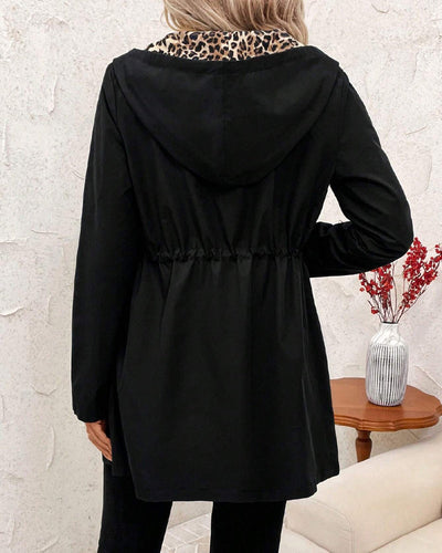 Zuzana | Oboustranný kabát s kapucí a leopardím vzorem