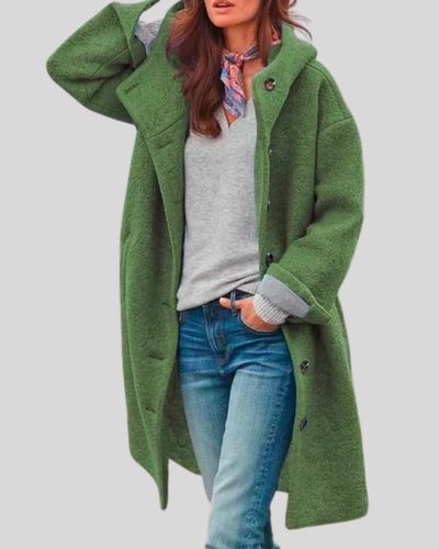 ZUZANA | Kabát s knoflíky a kapucí