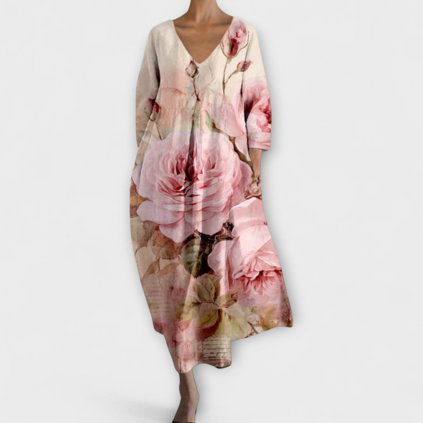 ZUZANA | Dlouhé barevné šaty s V-výstřihem