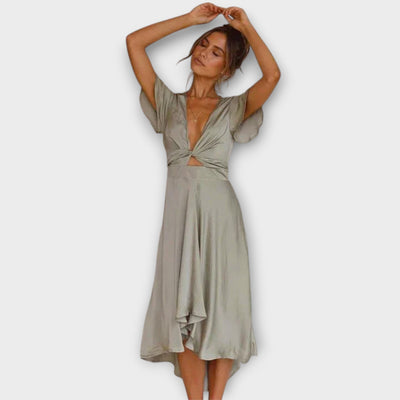 ZUZANA | Elegantní midi šaty s V-čkovým výstřihem