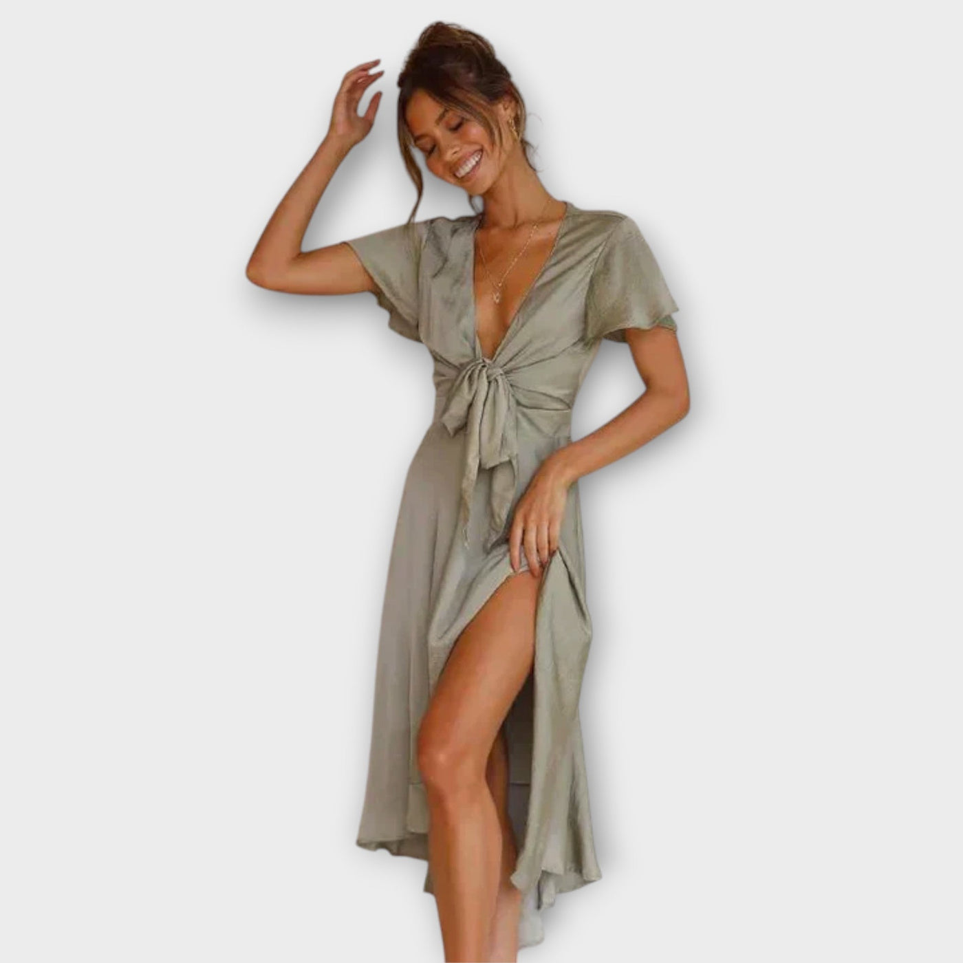 ZUZANA | Elegantní midi šaty s V-čkovým výstřihem