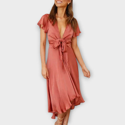 ZUZANA | Elegantní midi šaty s V-čkovým výstřihem