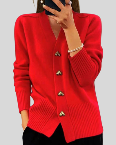 ZUZANA | Měkký svetr srdcovými knoflíky