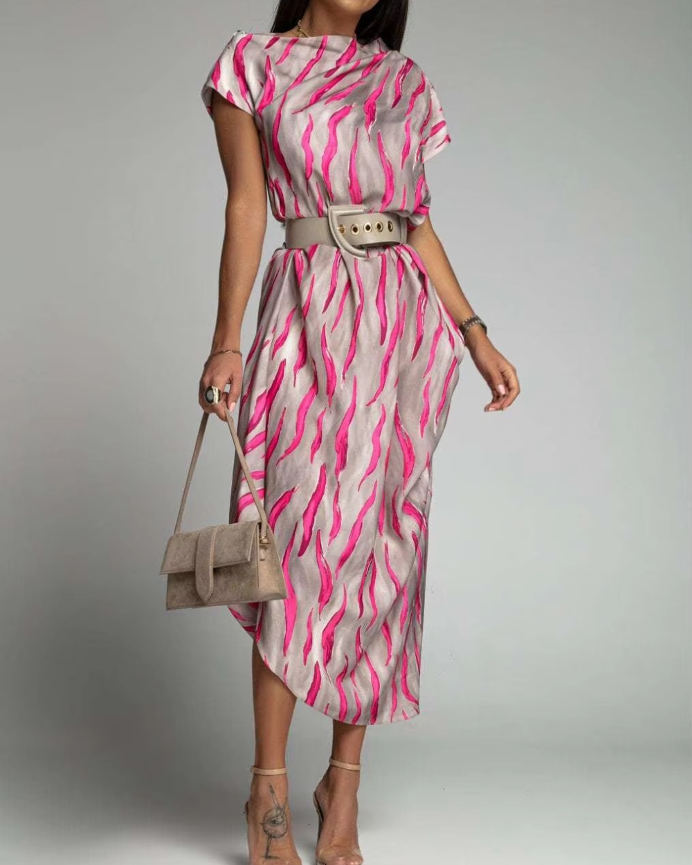 CHARMIE | ASSYMETRICAL SATIN DRESS