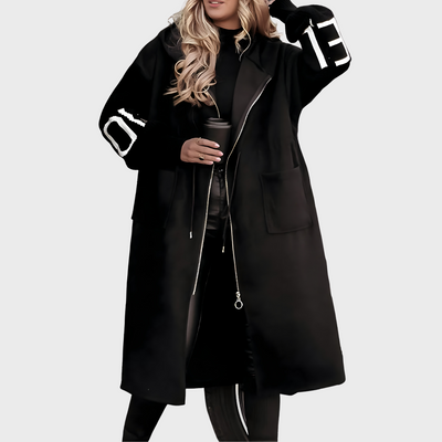 ZUZANA | Kafka HENRYKA Dlouhý kabát s pletenými rukávy a kapucí