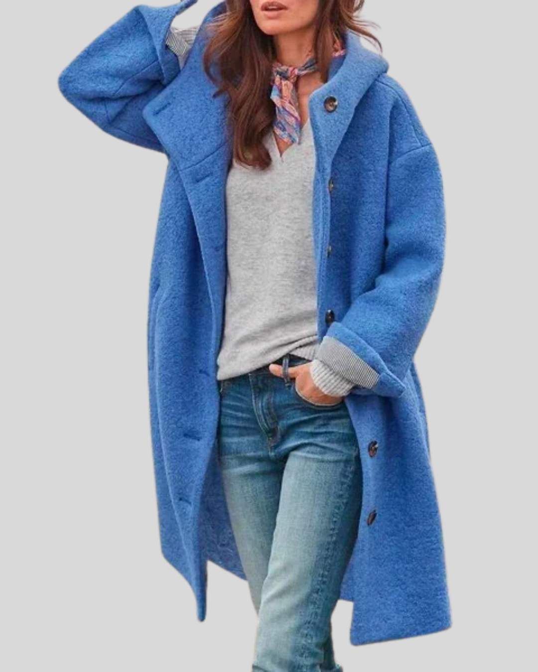 ZUZANA | Kabát s knoflíky a kapucí