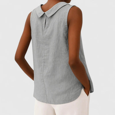 Anastine | Elegant Sleeveless Top with Roll Collar