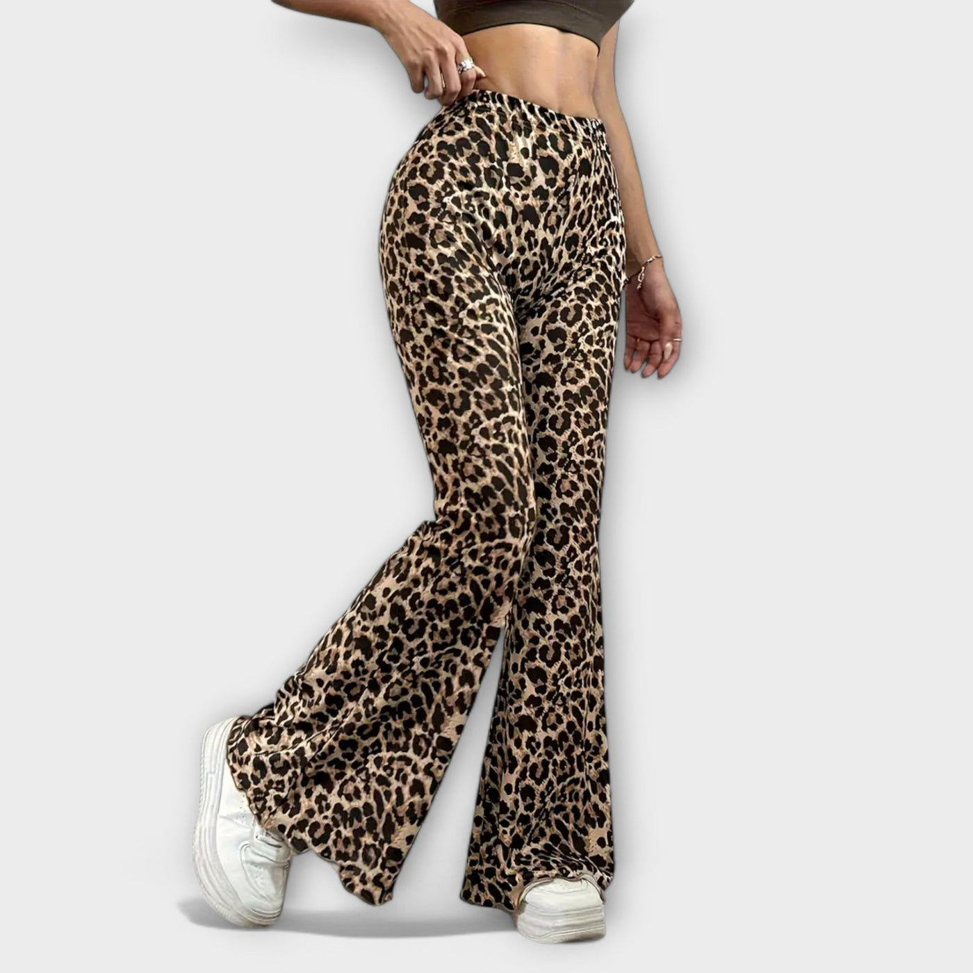 ZUZANA | Kalhoty Bootcut s leopardím potiskem