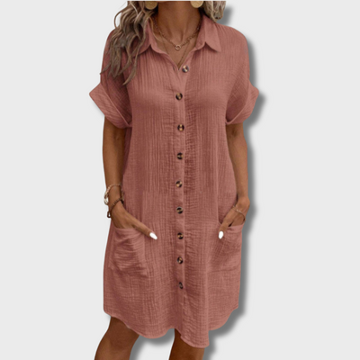 ZUZANA | Dámské retro košilové šaty z bavlny a lnu