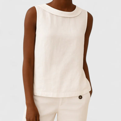 Anastine | Elegant Sleeveless Top with Roll Collar