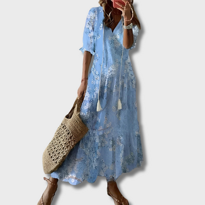 ZUZANA | Vintage Boho V-Neck Printed Dress