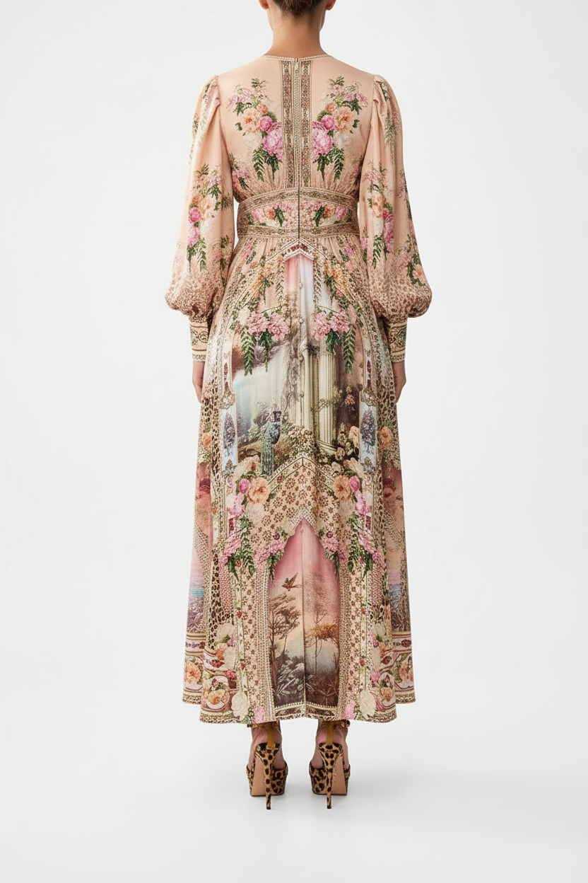 Talbot™ | Soft Blush Botanical Maxi Dress