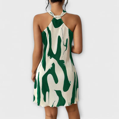 ZUZANA | Elegantní halter šaty s potiskem a A-liniovým designem