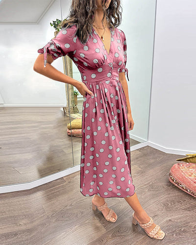 ANKA | Šaty s puntíky a rozšířenou sukní, zvýrazněným pasem 