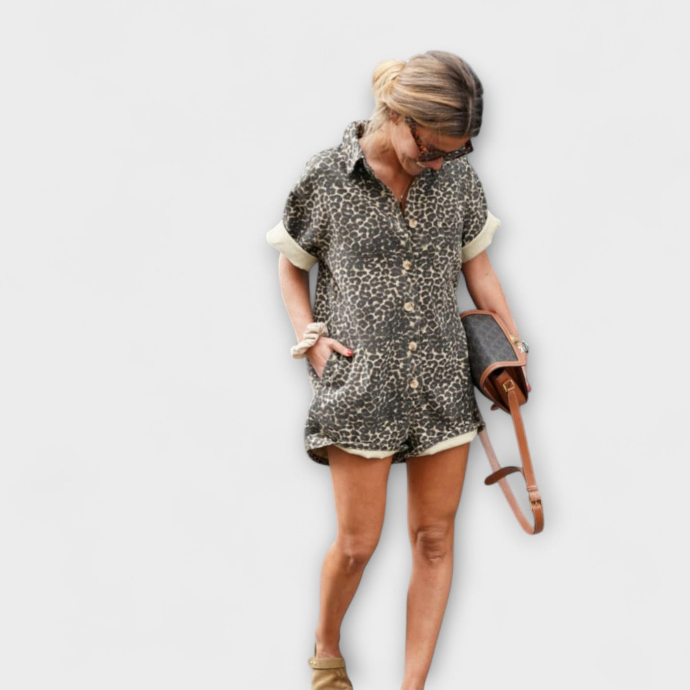 ZUZANA | Leopard Print Shirt Jumpsuit