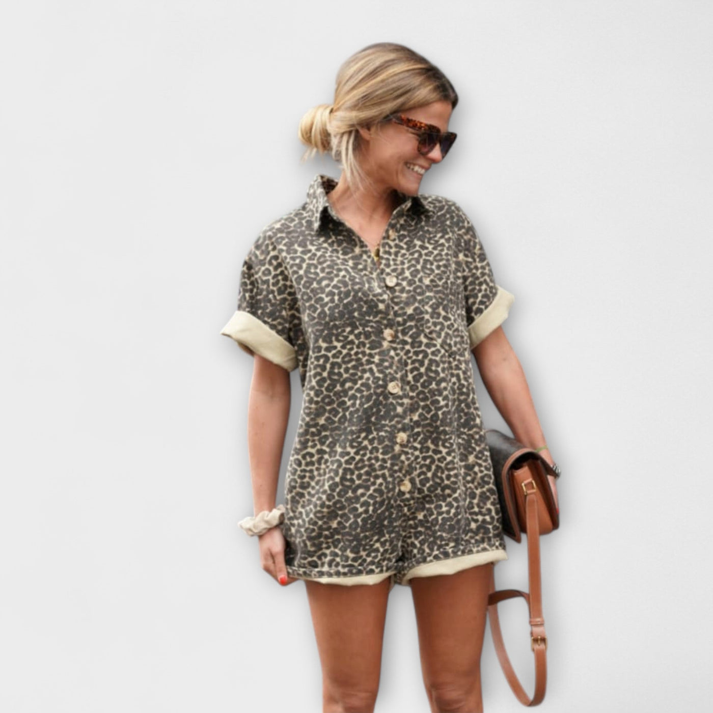 ZUZANA | Leopard Print Shirt Jumpsuit