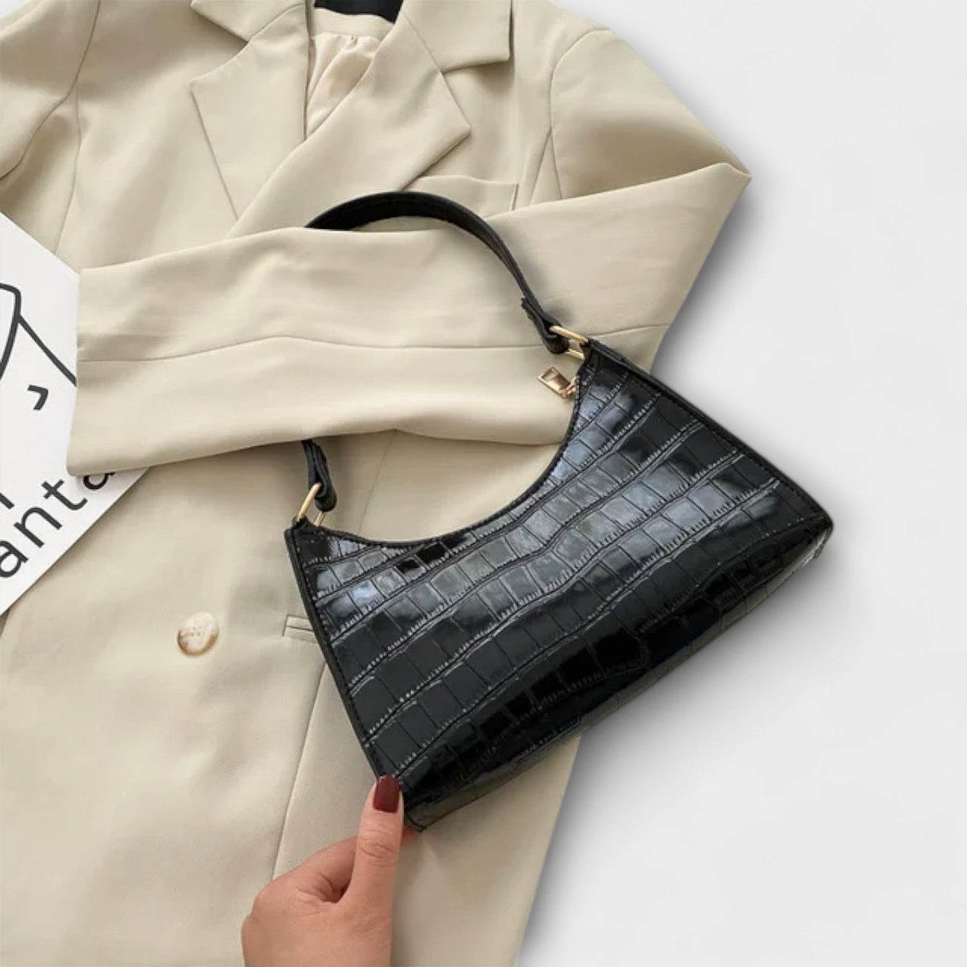 AUVIENNE | Lesklá Kožená Taška