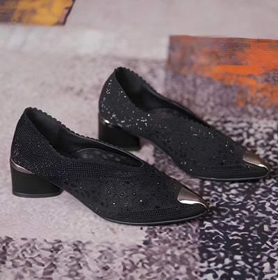 ZUZANA | Elegantní prodyšné lodičky na stabilním podpatku