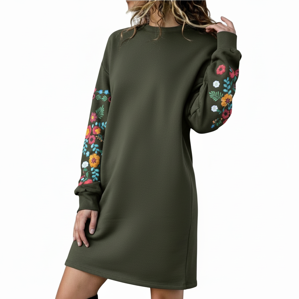 Talbot™ | Floral Embroidered Sweatshirt Dress