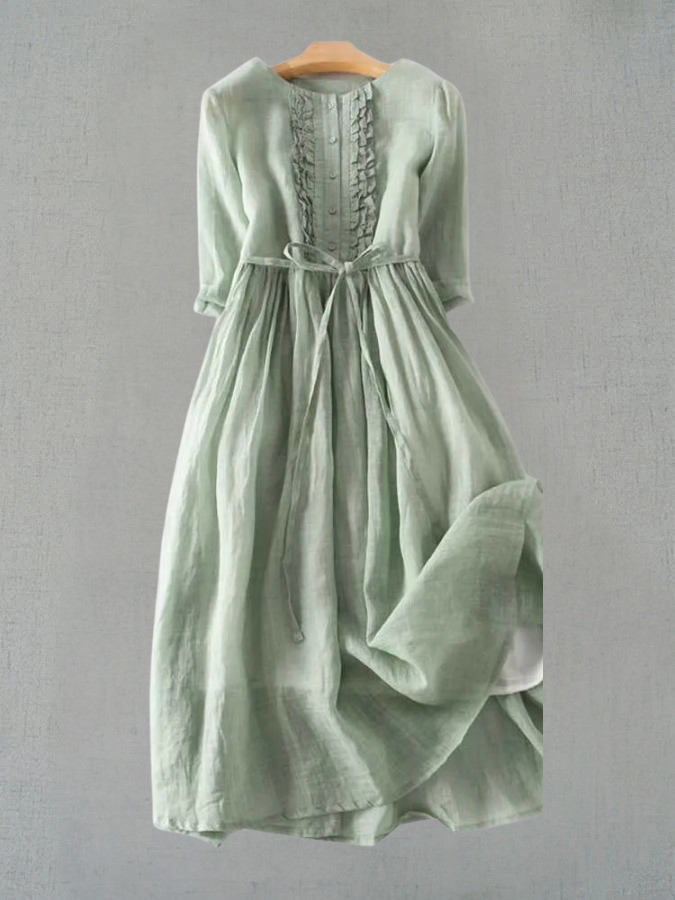 ARIAH | Dámské Retro Šaty s Kulatým Výstřihem a Šňůrkami v Pásu