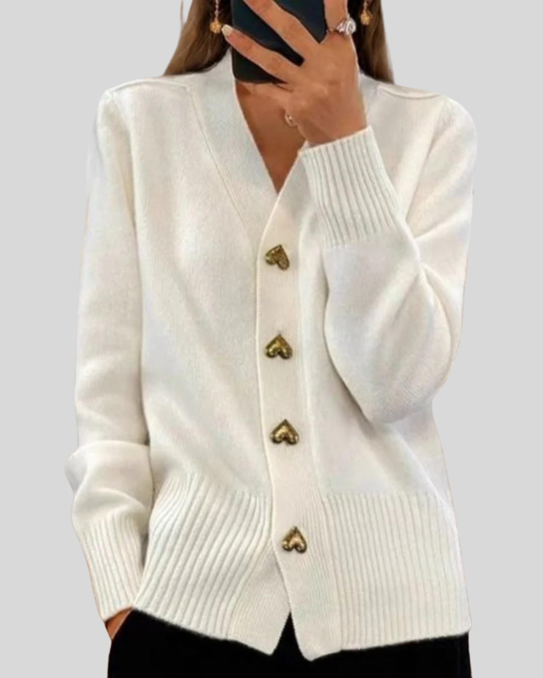 ZUZANA | Měkký svetr srdcovými knoflíky