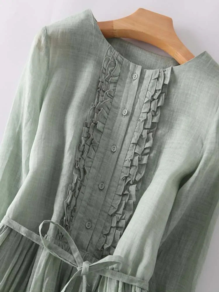 ARIAH | Dámské Retro Šaty s Kulatým Výstřihem a Šňůrkami v Pásu