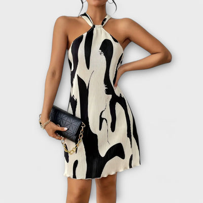 ZUZANA | Elegantní halter šaty s potiskem a A-liniovým designem