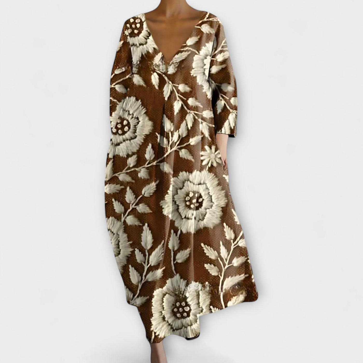 ZUZANA | Dlouhé barevné šaty s V-výstřihem