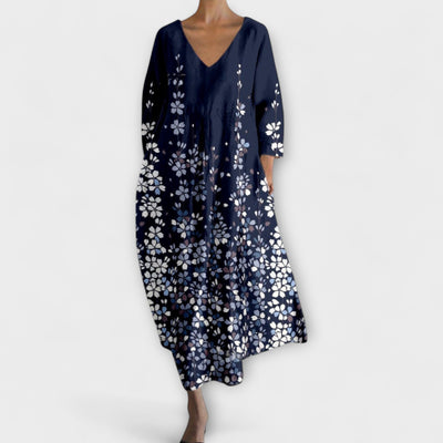 ZUZANA | Dlouhé barevné šaty s V-výstřihem