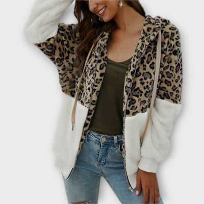 ZUZANA | Fleece mikina s leopardím designem