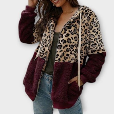 ZUZANA | Fleece mikina s leopardím designem
