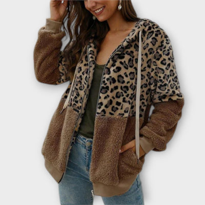 ZUZANA | Fleece mikina s leopardím designem