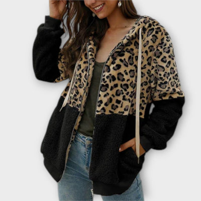 ZUZANA | Fleece mikina s leopardím designem