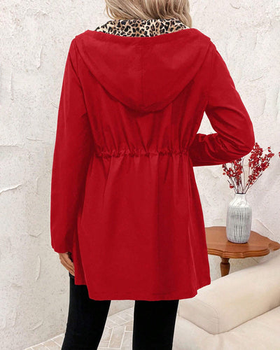 Zuzana | Oboustranný kabát s kapucí a leopardím vzorem