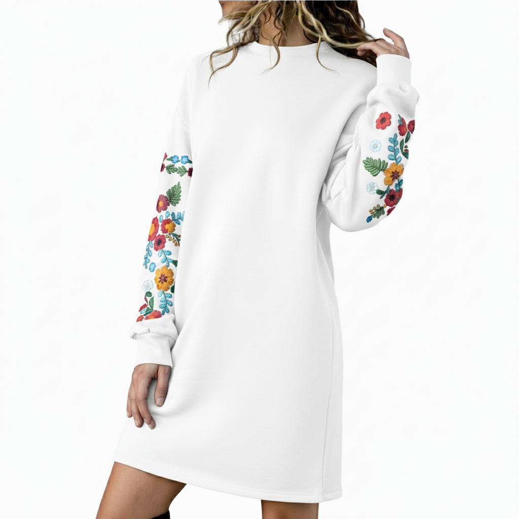 Talbot™ | Floral Embroidered Sweatshirt Dress